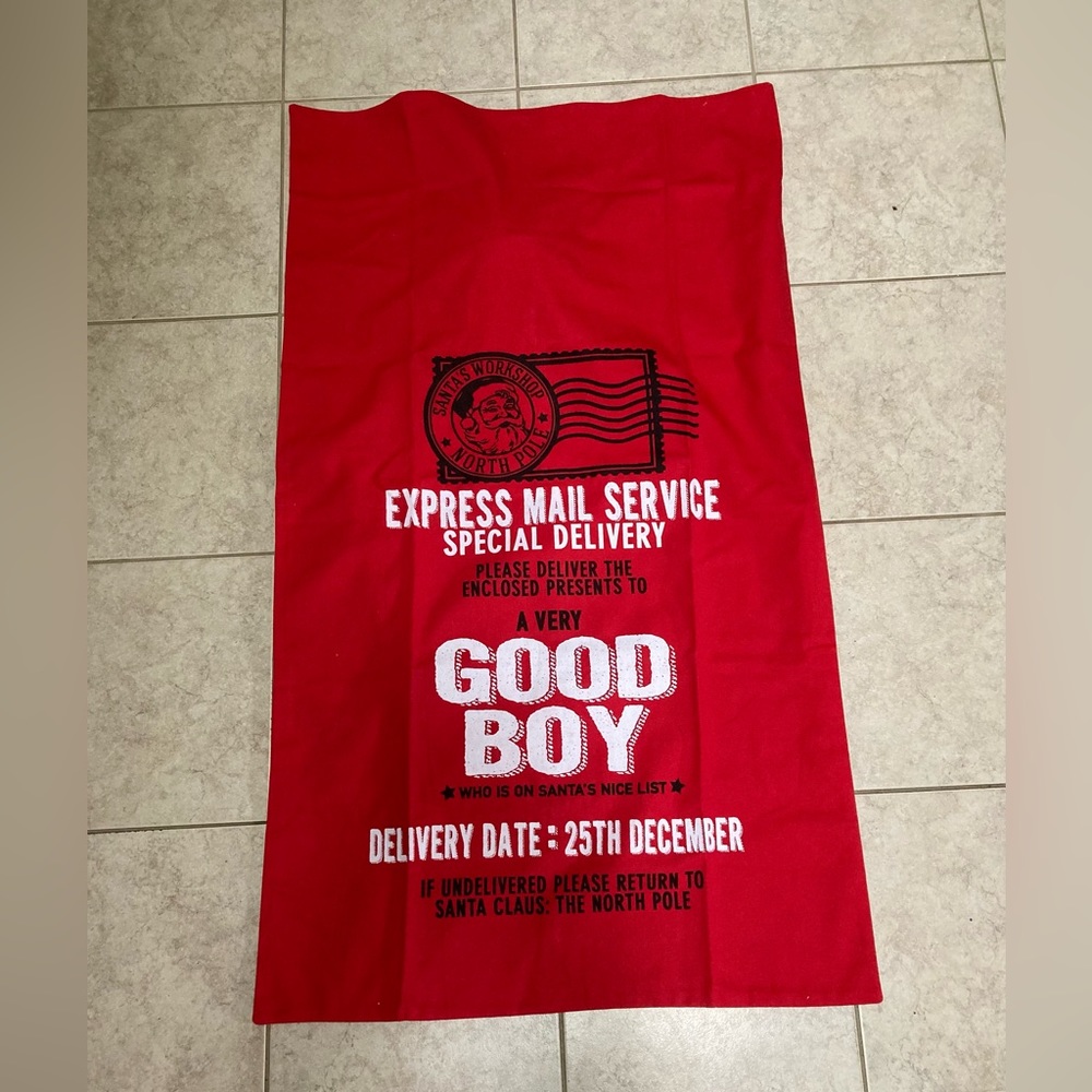 Twelve Timbers Christmas gift sack. Express Mail Service Special Del Good Boy